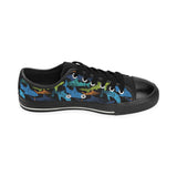 Colorful shark Men's Low Top Canvas Shoes Black