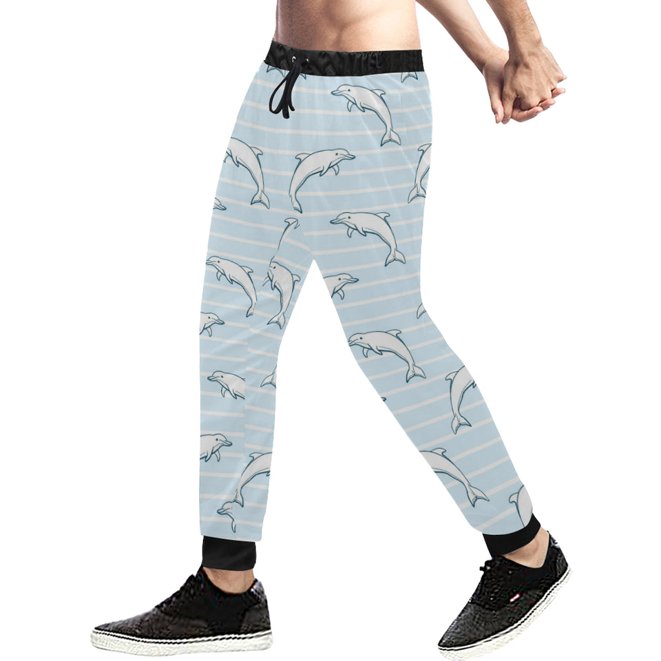 Dolphin blue striped background Unisex Casual Sweatpants