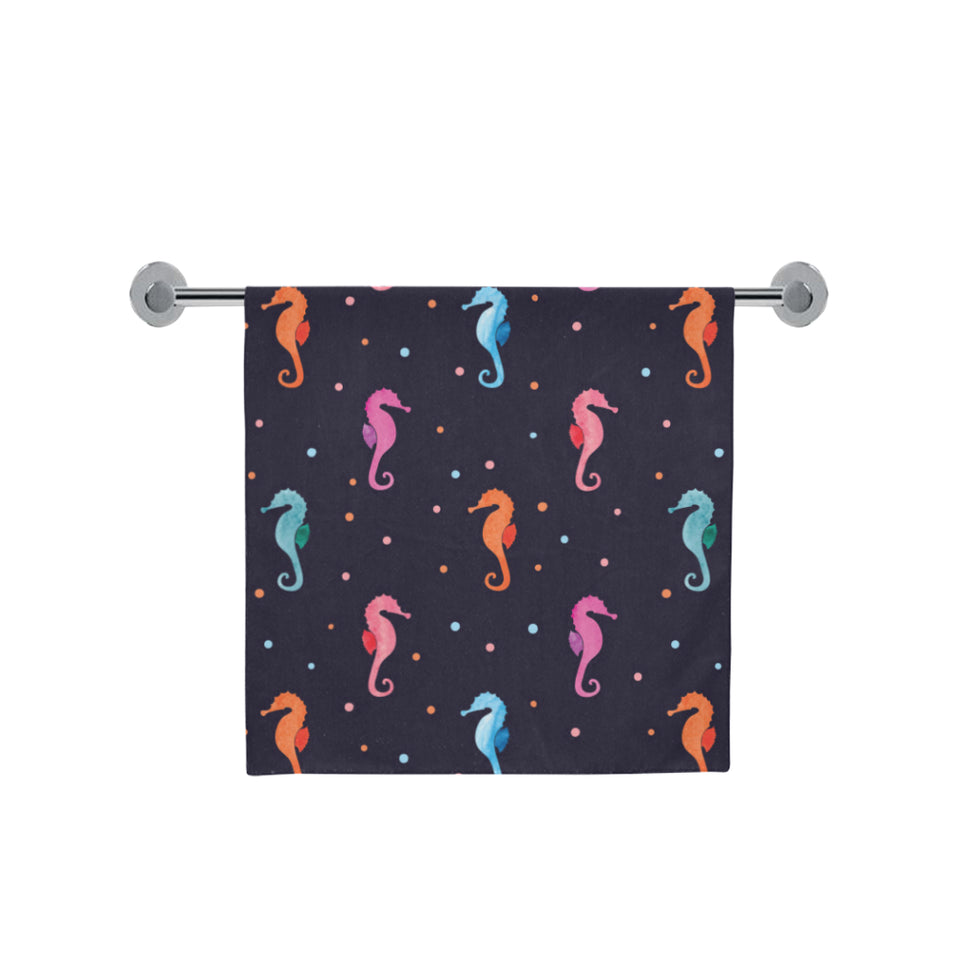 Watercolor colorful seahorse pattern Bath Towel