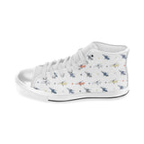 Cute helicopter star pattern Women's High Top Canvas Shoes White