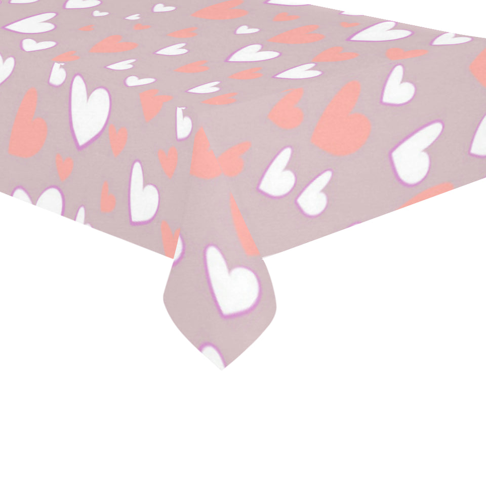coral white heart pattern Tablecloth