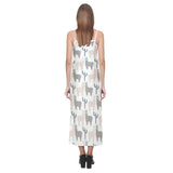 Llama Alpaca pattern V-Neck Open Fork Long Dress