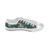 Parrot Palm tree leaves flower hibiscus pattern Men's Low Top Shoes White