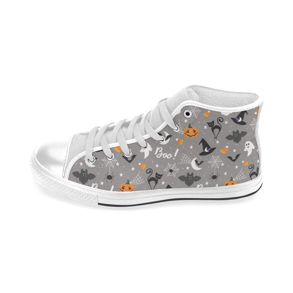Halloween design pattern Men's High Top Canvas Shoes White