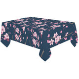 Pink sakura cherry blossom blue background Tablecloth