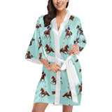 Horses running horses rider pattern Women's Short Kimono Robe