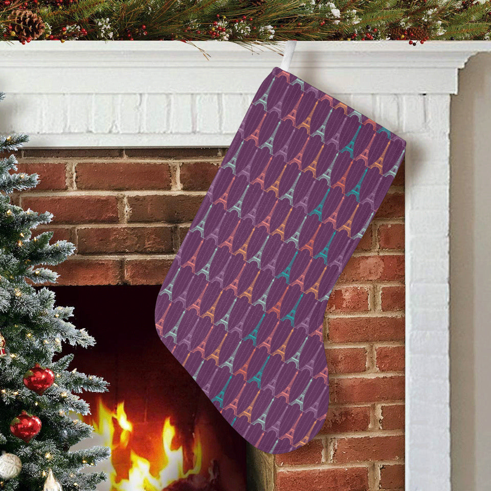 Eiffel Tower Pattern Print Design 05 Christmas Stocking