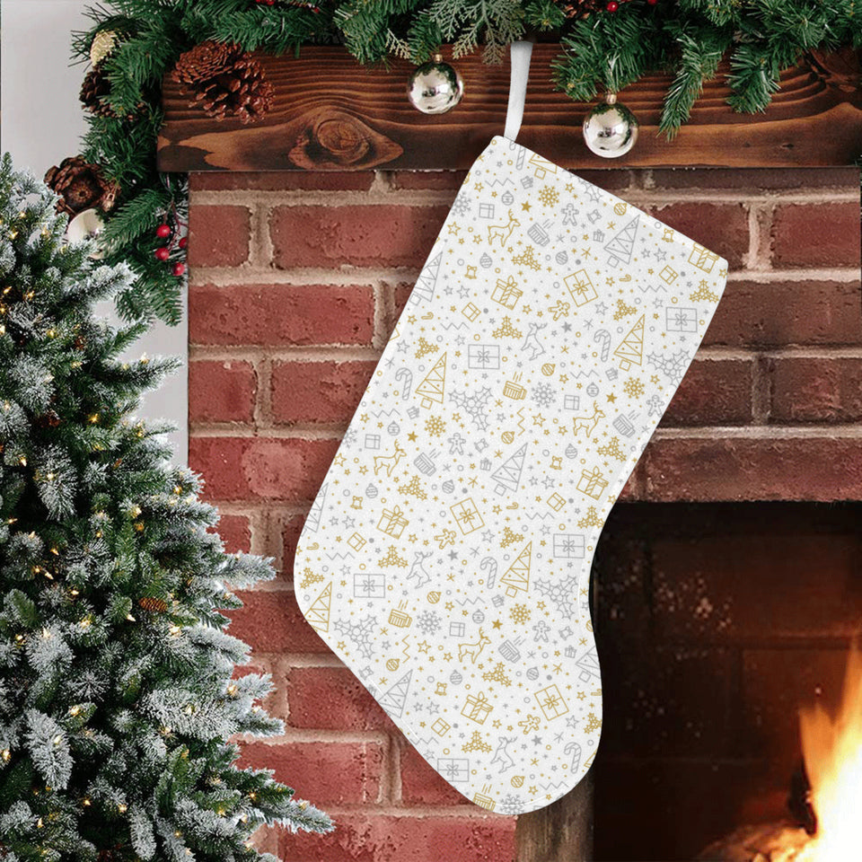 Christmas tree Christmas element Silver gold patte Christmas Stocking