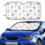 Hedgehog Pattern Print Design 02 Car Sun Shade