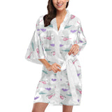 Helicopter plane pattern Women's Short Kimono Robe