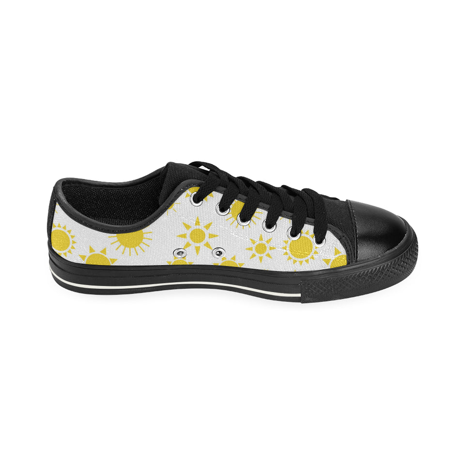 Sun pattern Men's Low Top Canvas Shoes Black
