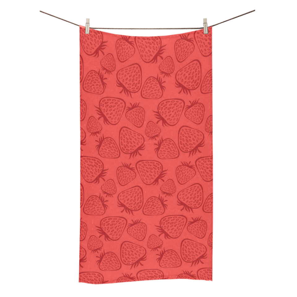strawberry pattern red background Bath Towel