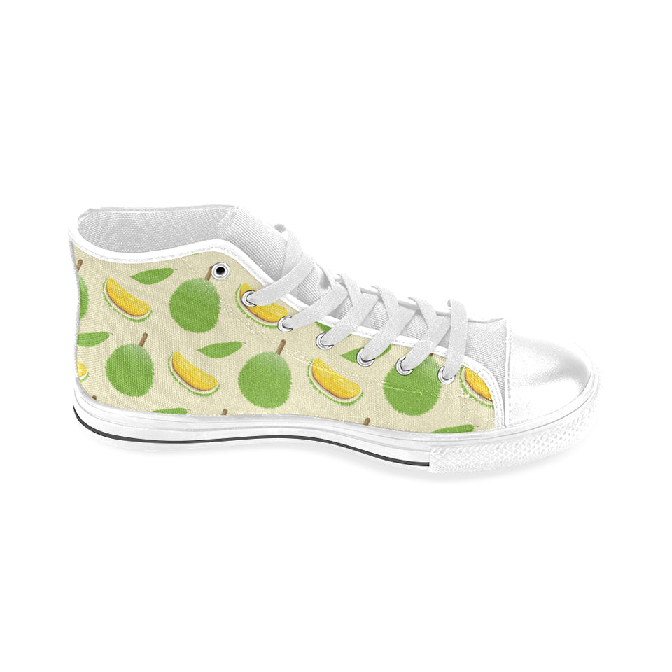 Durian pattern Men's High Top Canvas Shoes White