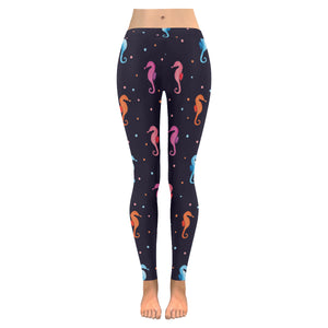 Watercolor colorful seahorse pattern Women's Legging Fulfilled In US