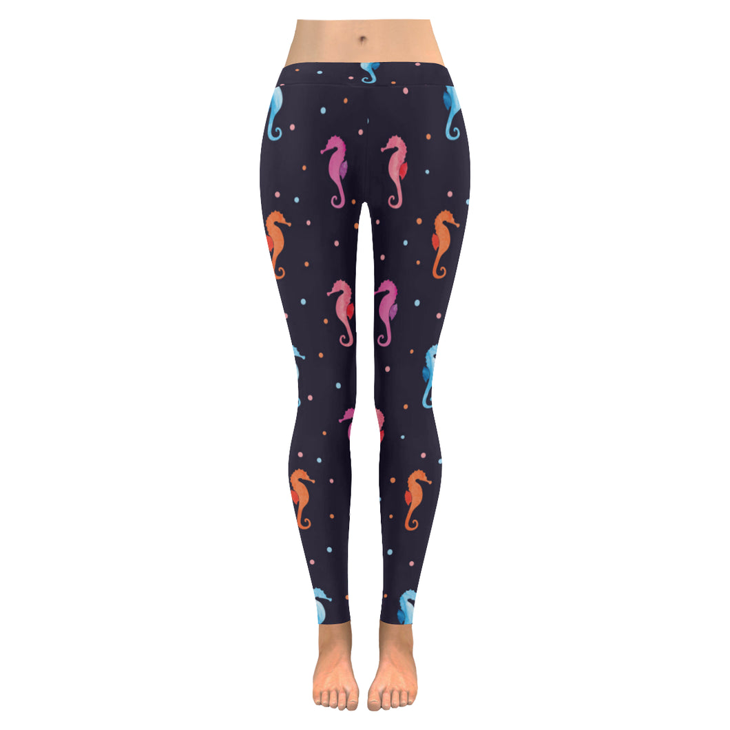 Watercolor colorful seahorse pattern Women's Legging Fulfilled In US