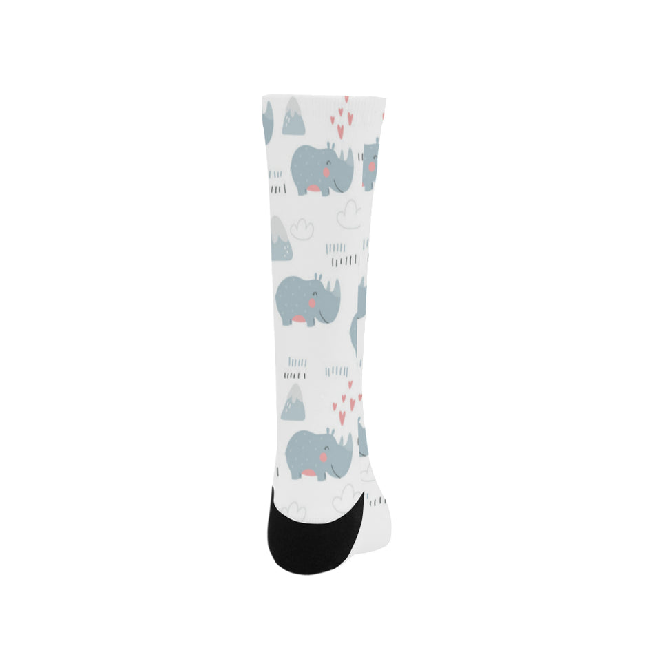 cute rhino heart pattern Crew Socks