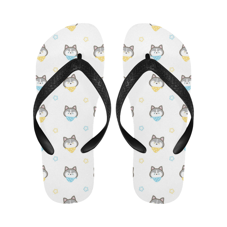 Cute Siberian Husky pattern Unisex Flip Flops