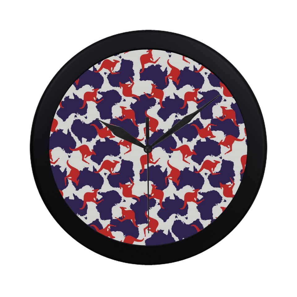 Kangaroo Australian pattern Elegant Black Wall Clock