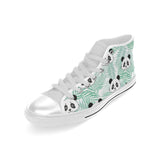 Panda pattern tropical leaves background Men's High Top Canvas Shoes White