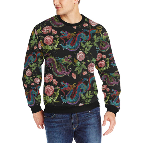 Dragons flower pattern Men's Crew Neck Sweatshirt