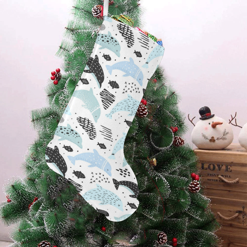 Cute dolphins Childish Style pattern Christmas Stocking