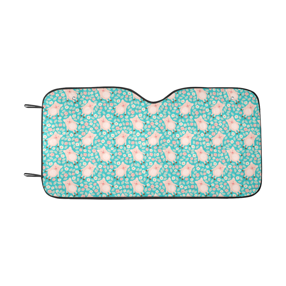 Pig Pattern Print Design 01 Car Sun Shade