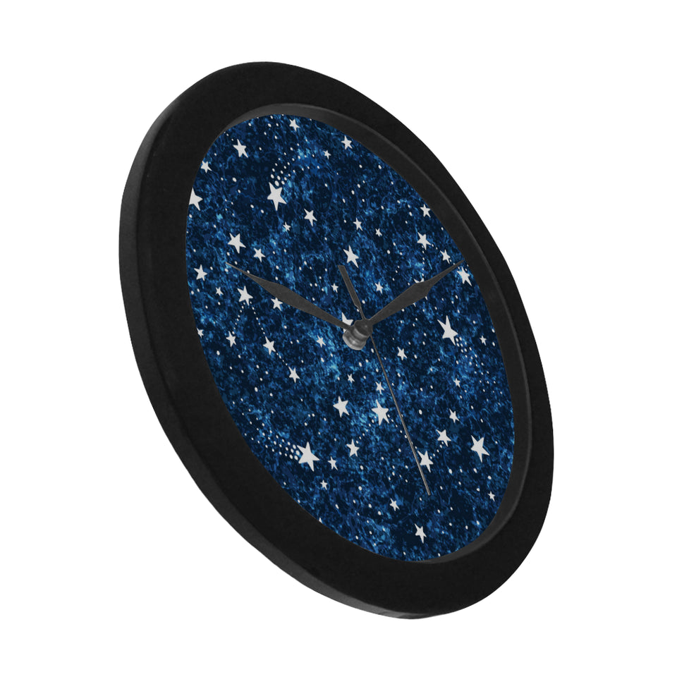 Night sky star pattern Elegant Black Wall Clock