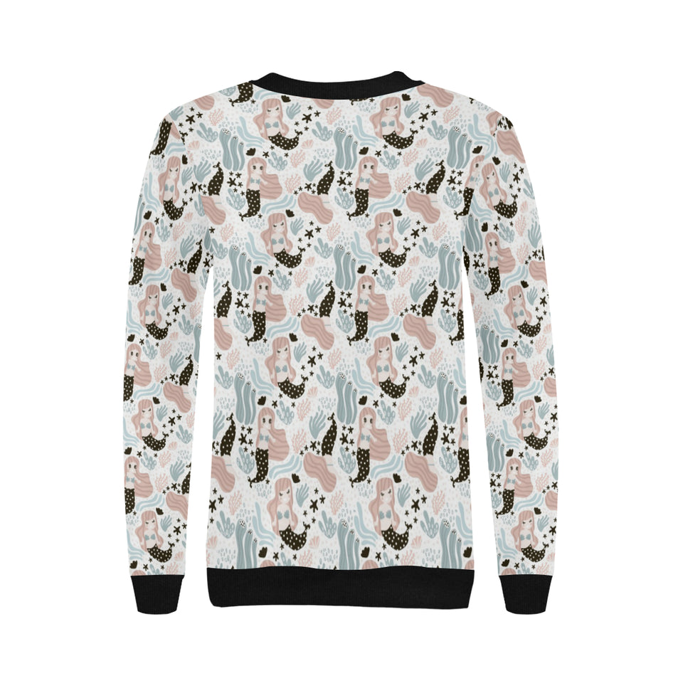 cute mermaid pattern Women's Crew Neck Sweatshirt