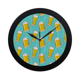 Beer pattern green background Elegant Black Wall Clock