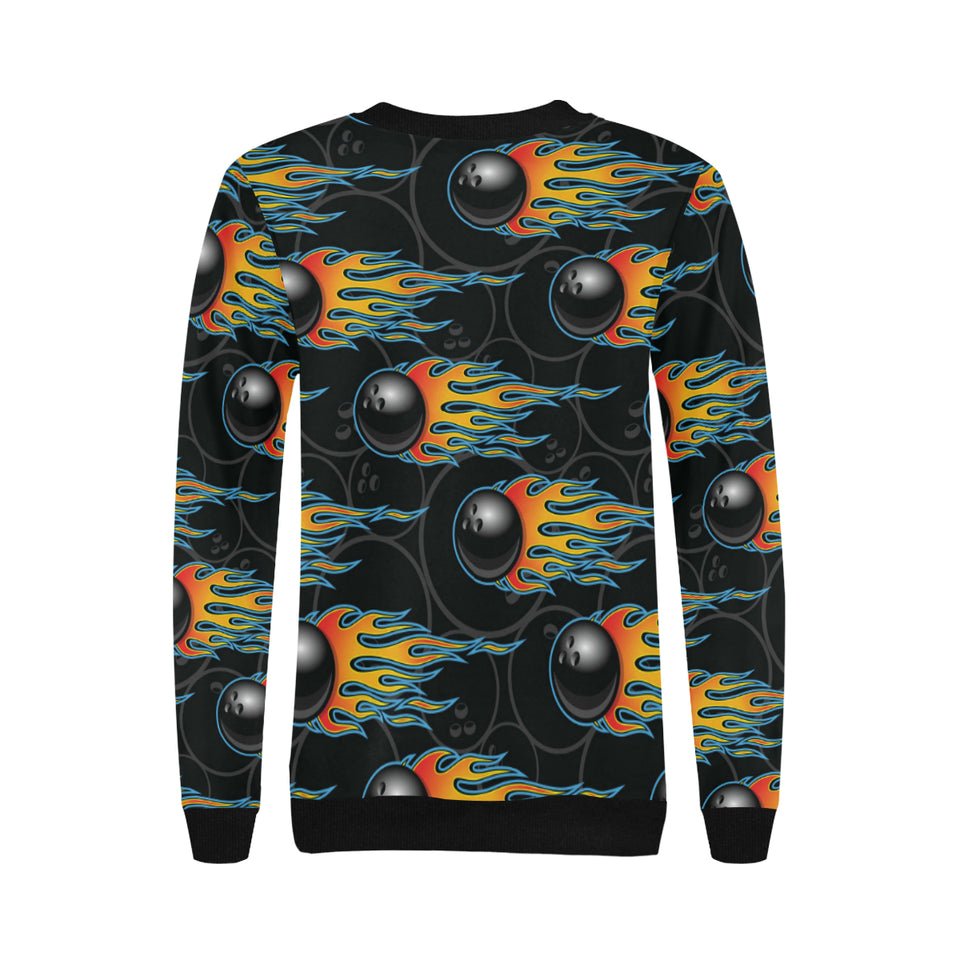 Bowling balls flame pattern Women's Crew Neck Sweatshirt