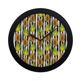 papaya design pattern Elegant Black Wall Clock
