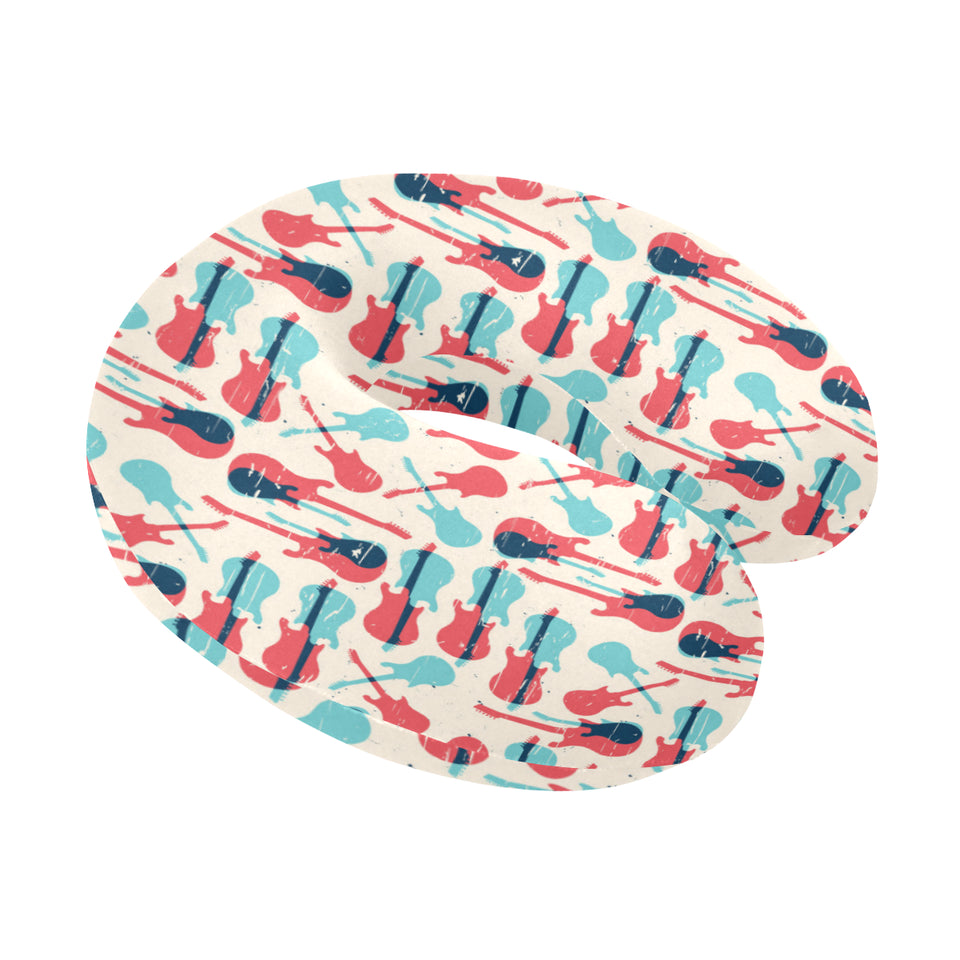 Red Blue guitar pattern U-Shaped Travel Neck Pillow