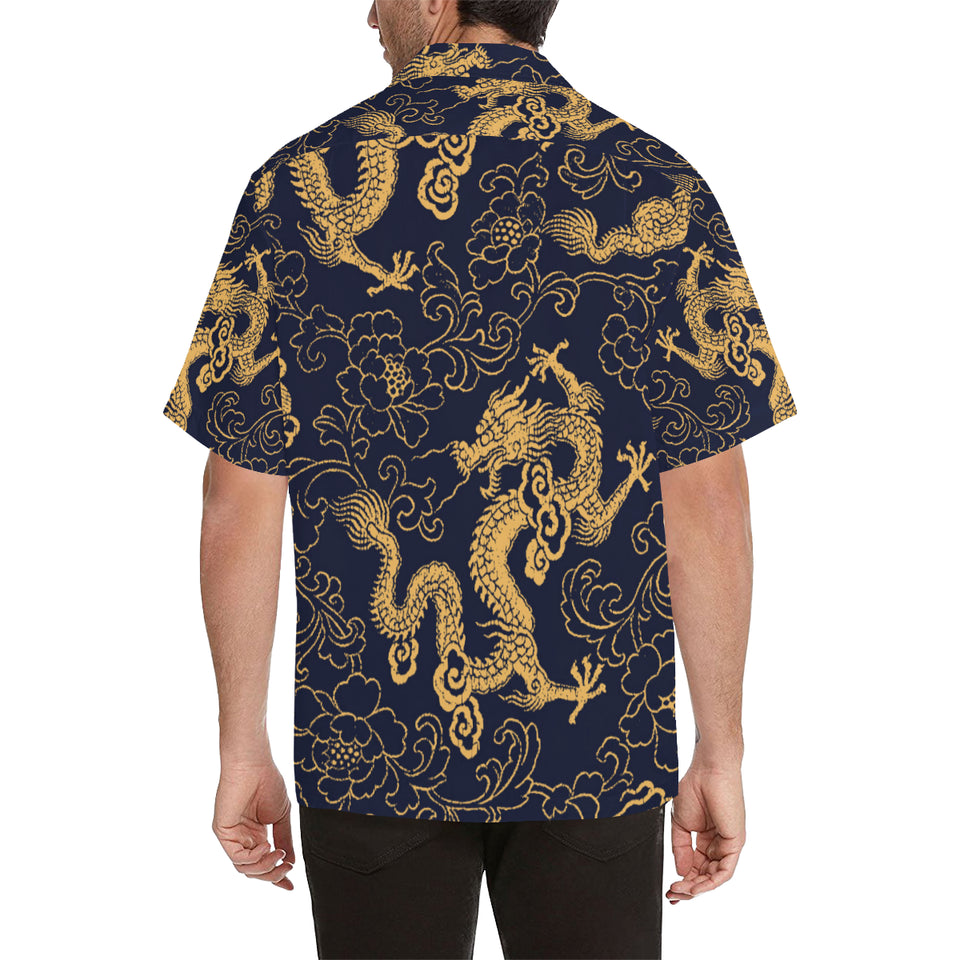 Gold dragon pattern Men's All Over Print Hawaiian Shirt