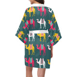 Camel pattern Women's Short Kimono Robe
