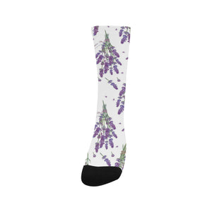 lavender flower design pattern Crew Socks