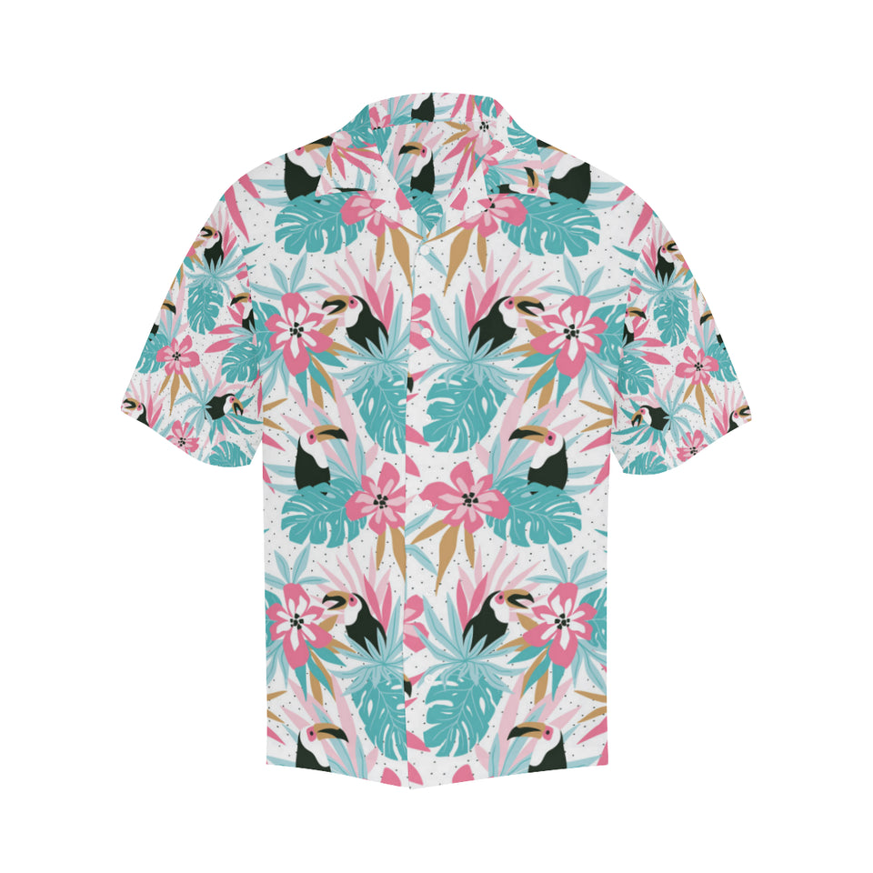 Toucan tropical flower leave pattern Men's All Over Print Hawaiian Shirt