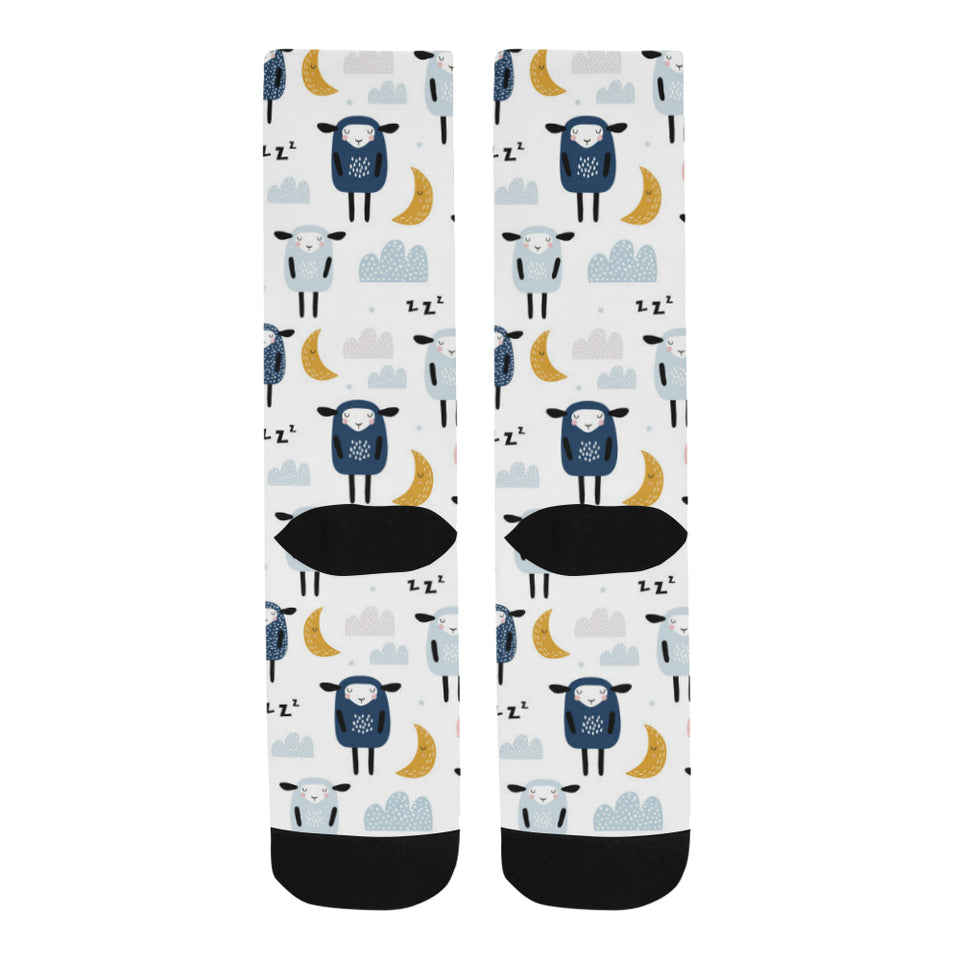 Cute sleeping sheep moon cloud pattern Crew Socks