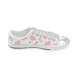 Pink sakura cherry blossom pattern Men's Low Top Shoes White