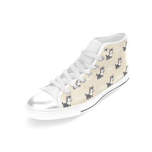 Cute Siberian Husky Women's High Top Canvas Shoes White