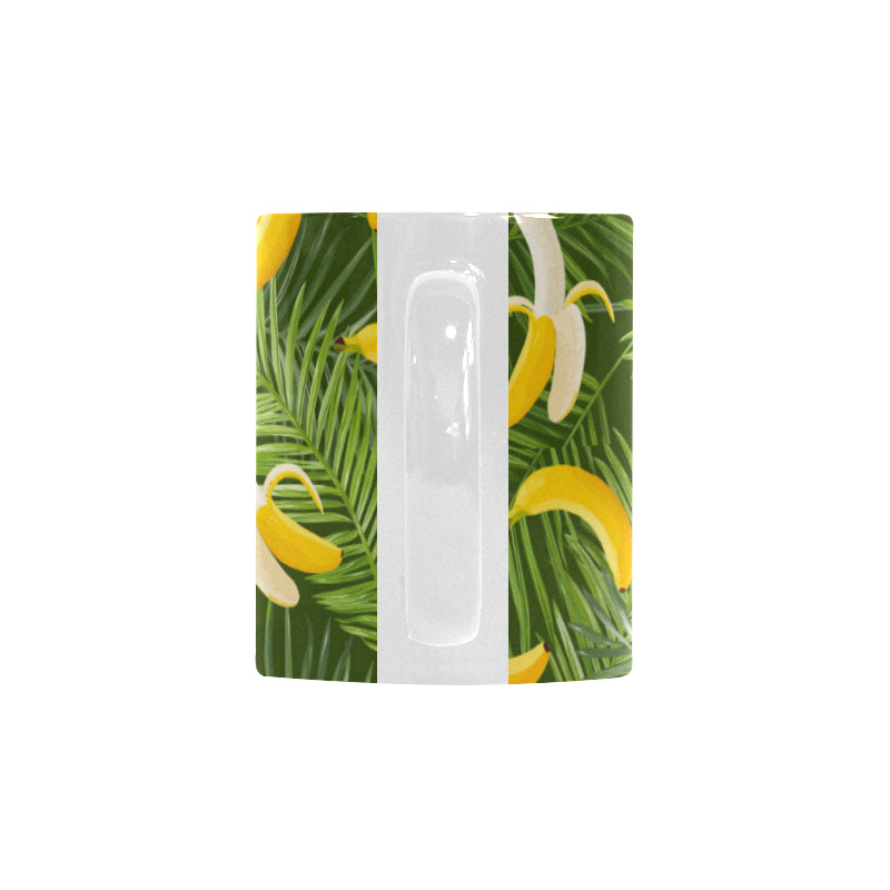 Banana Palm Leaves pattern Classical White Mug (Fulfilled In US)