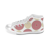 Circle indian pattern Men's High Top Canvas Shoes White