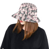 Zebra pink flower background Unisex Bucket Hat
