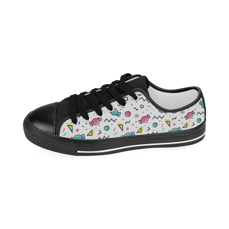 Candy design pattern Kids' Boys' Girls' Low Top Canvas Shoes Black