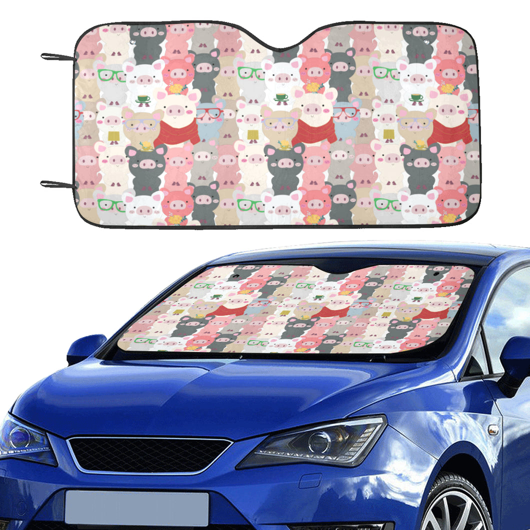 Pig Pattern Print Design 02 Car Sun Shade