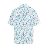 Blue Eiffel Tower Theme Pattern Print Design 01 Men's All Over Print Hawaiian Shirt (Model T58)