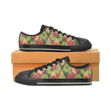 Cool Geometric lime pattern Men's Low Top Canvas Shoes Black