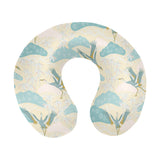 Bonsai bamboo stork japanese pattern cream theme U-Shaped Travel Neck Pillow
