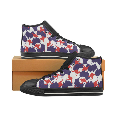 Kangaroo Australian pattern Women's High Top Canvas Shoes Black