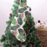 heliconia flowers, palm and monstera leaves Christmas Stocking