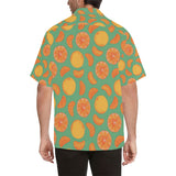 orange fruit pattern green background Men's All Over Print Hawaiian Shirt